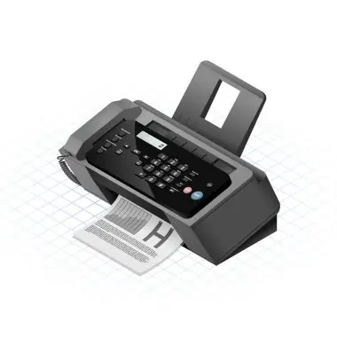 small fax machine with a sheet protruding